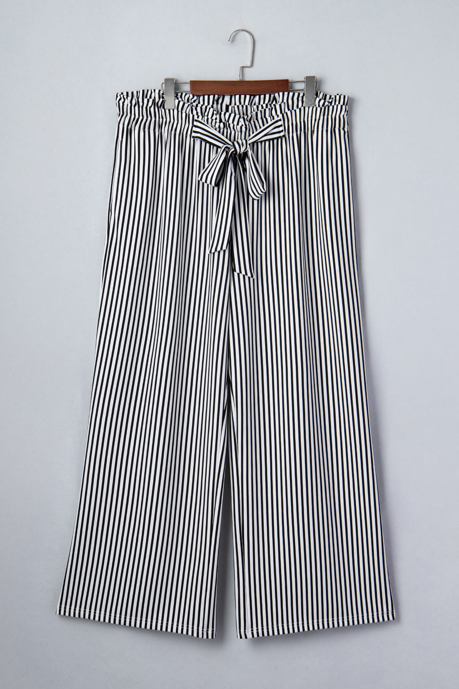 Black Stripe Plus Size Loose Straight Casual Pants