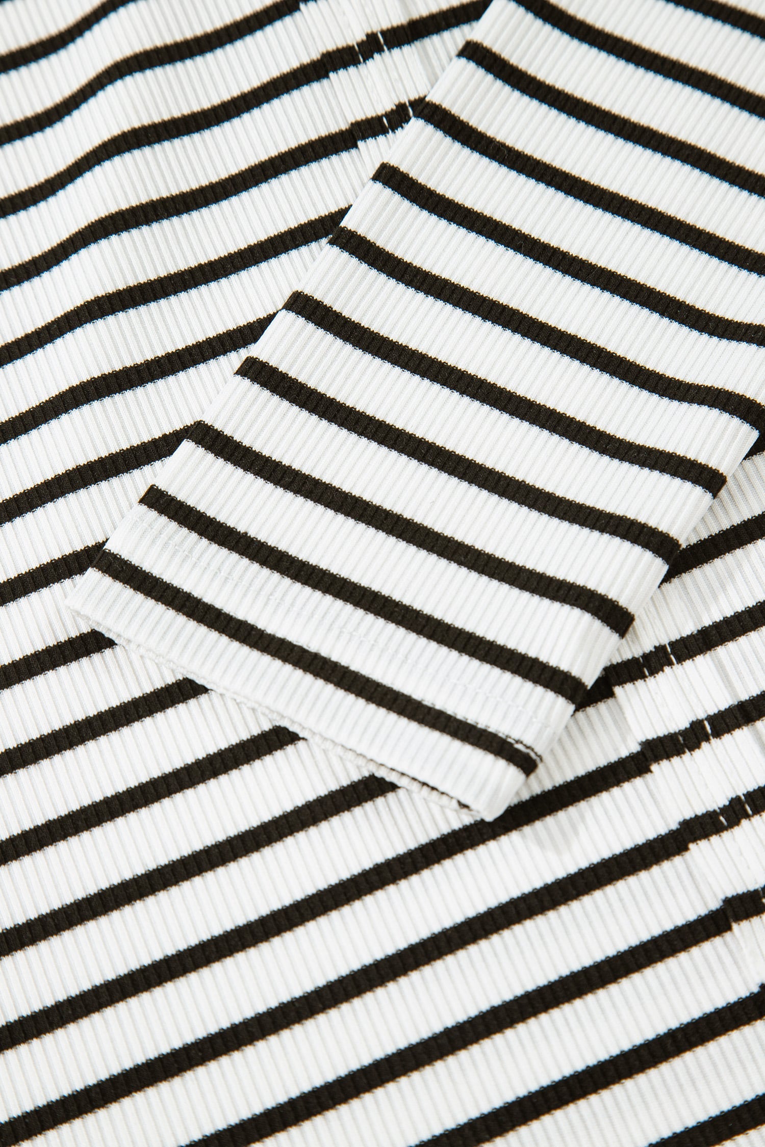 Black Stripe Ribbed Knit Half Button Long Sleeve Slim Top