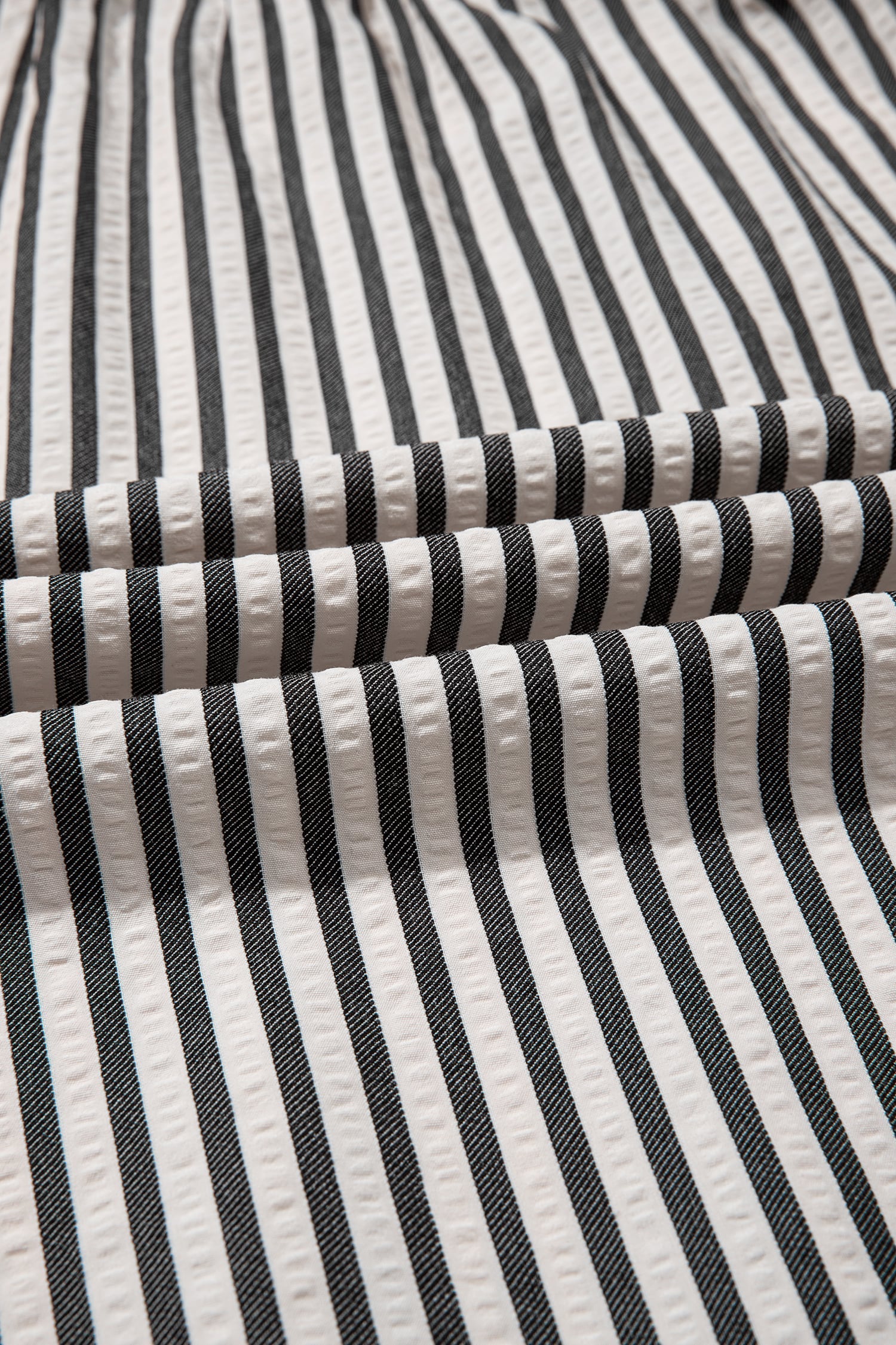 Black Stripe Scallop Trim Shirt Collar Half Button 3/4 Sleeve Long Dress
