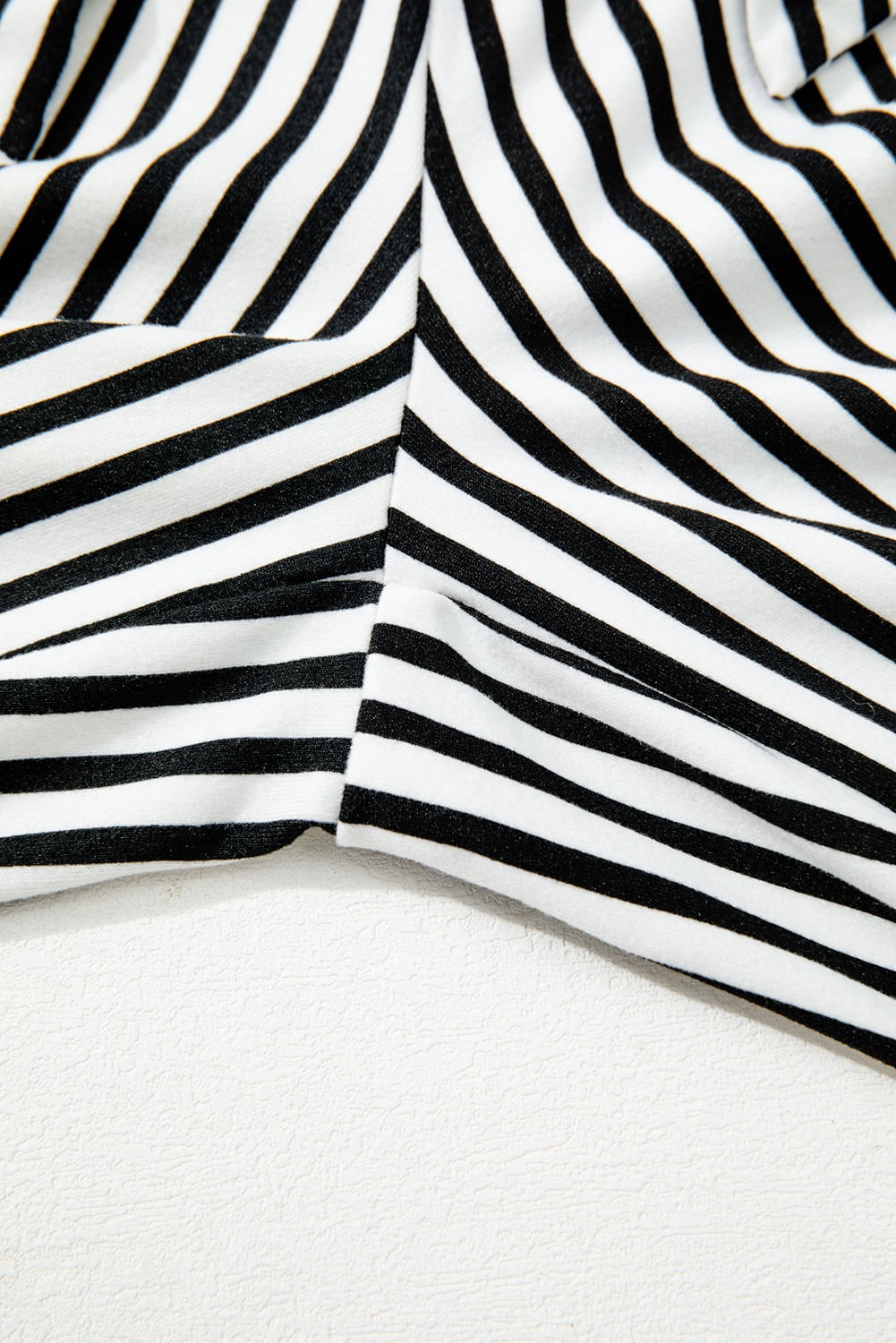 Black Stripe Tied High Waist Loose Straight Casual Pants