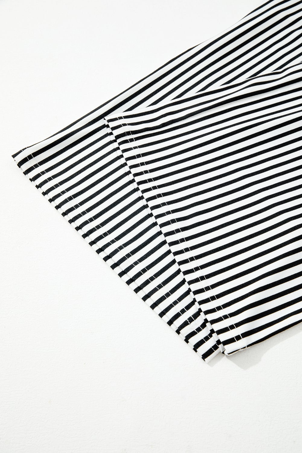 Black Stripe Tied High Waist Loose Straight Casual Pants
