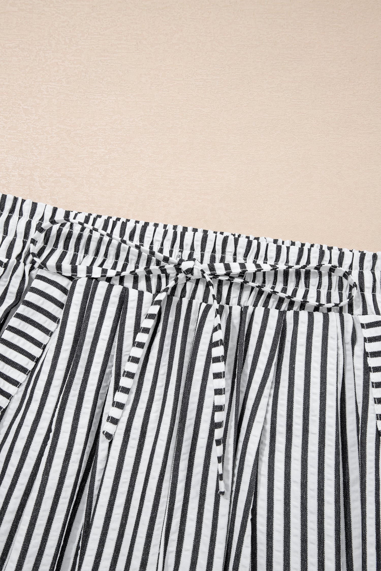Black Stripe Wide Leg Casual Pants