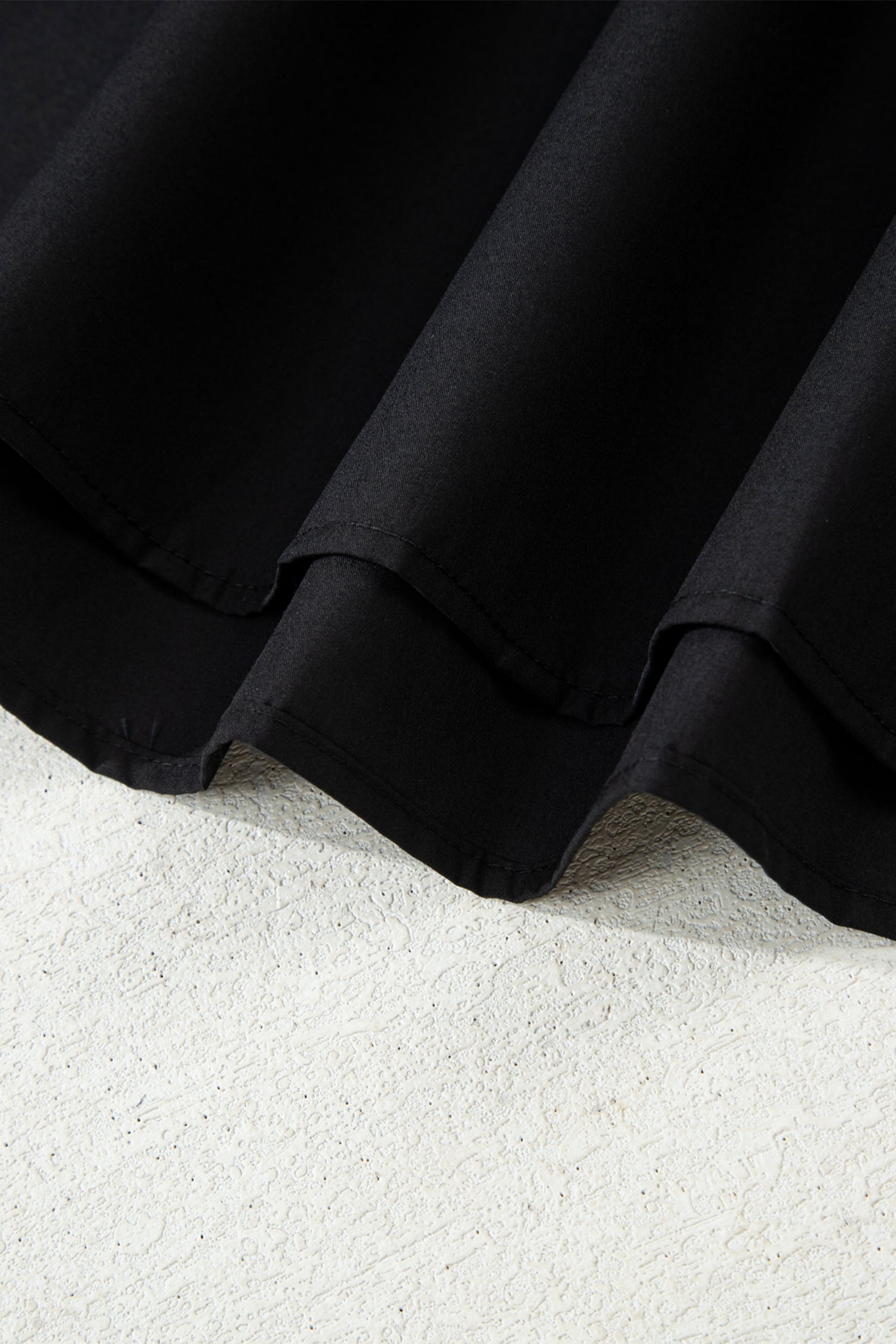 Black Striped Trim Ruffle Split Neck Long Sleeve Blouse