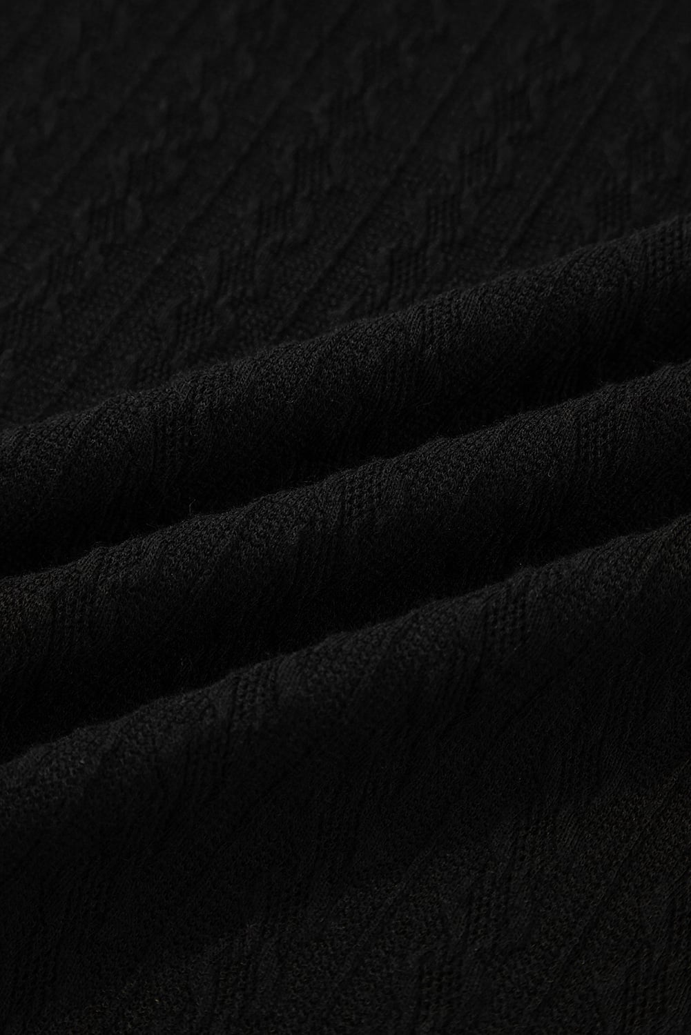 Black Textured Chest Pocket Long Sleeve Top 2Pcs Pants Set