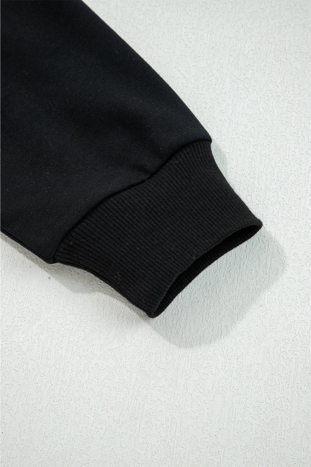 Black Varsity Baseball Bow Graphic Striped Sleeve Baggy Sweatshirt