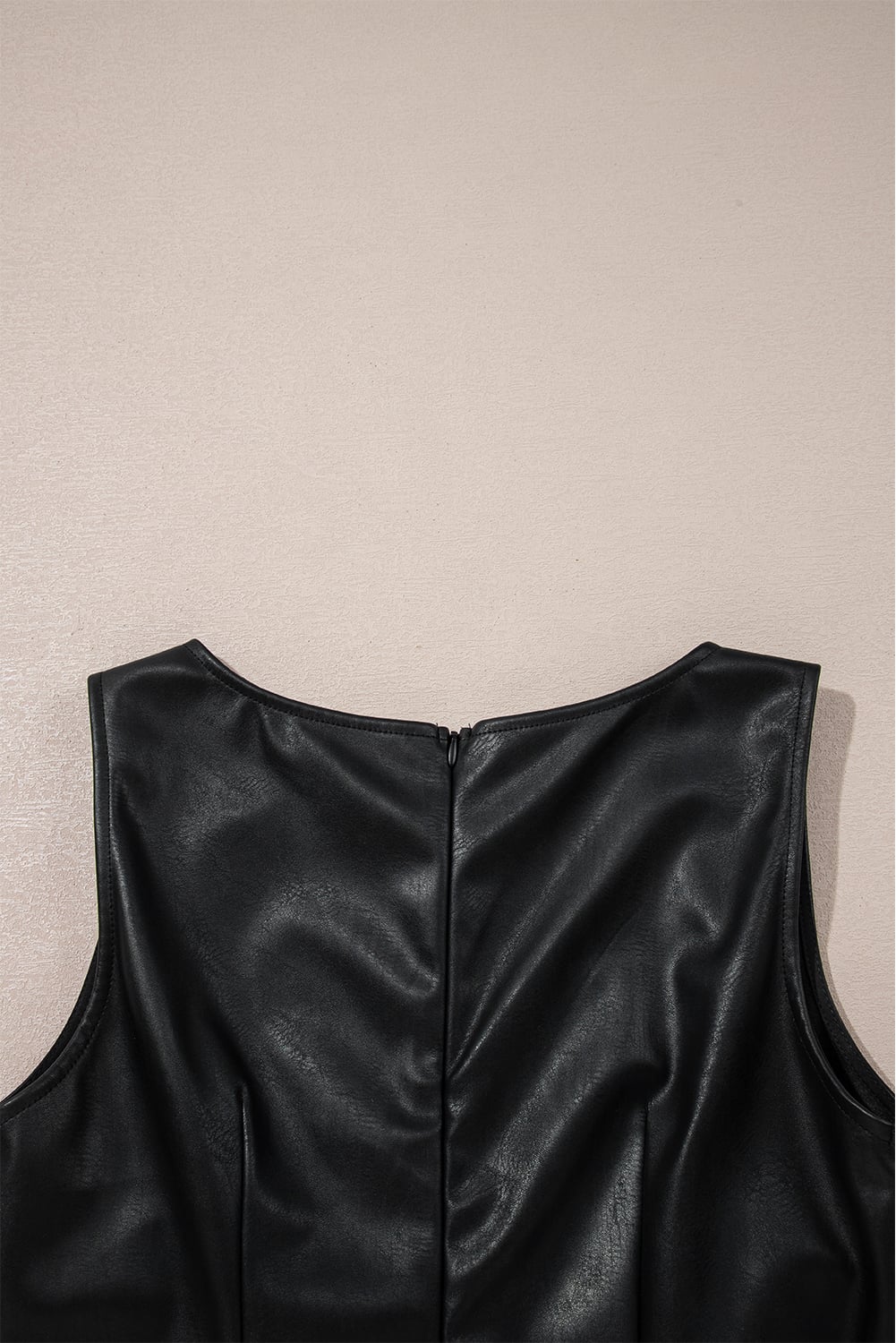 Black Vegan Leather Sleeveless Mini Dress