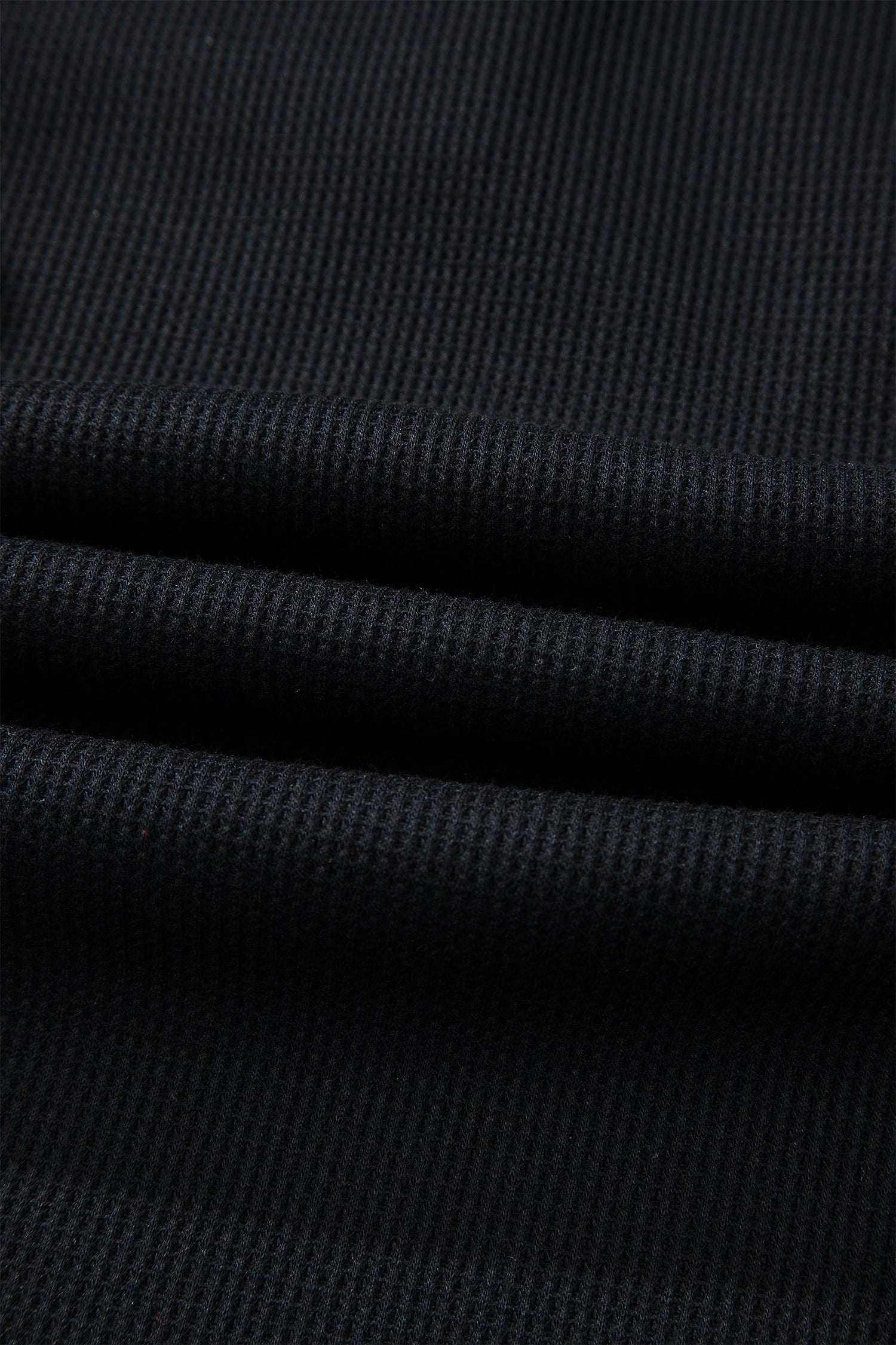 Black Waffle Knit Denim Contrast Trim Patchwork Button Polo Tee Dress