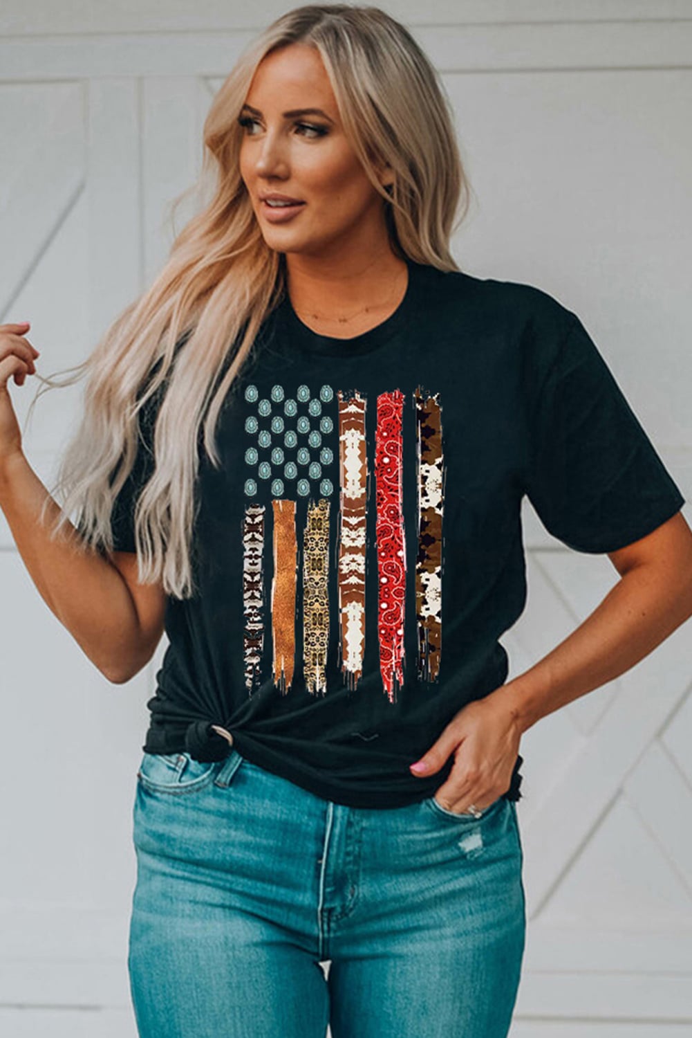 Black Western American Flag Graphic Tee