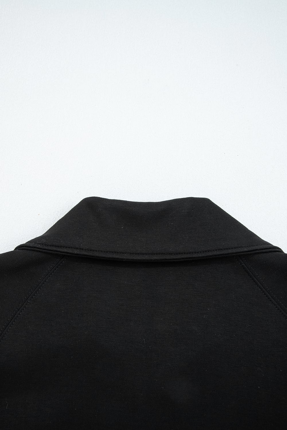 Black Zip Collar Long Sleeve Top Drawstring Pants Set
