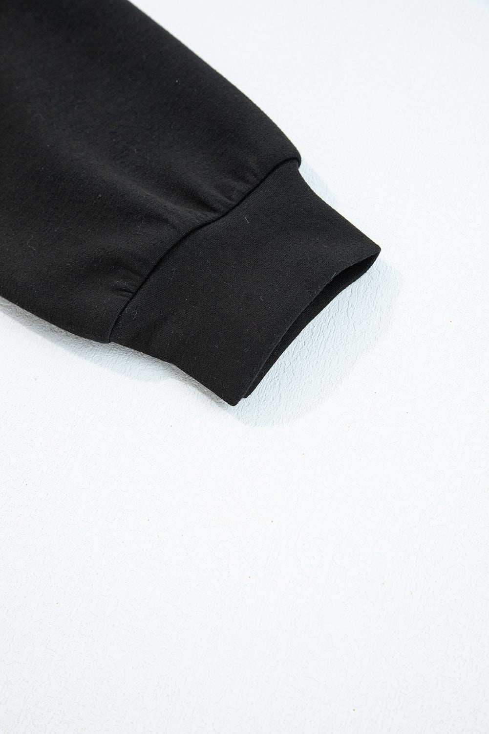 Black Zip Collar Long Sleeve Top Drawstring Pants Set