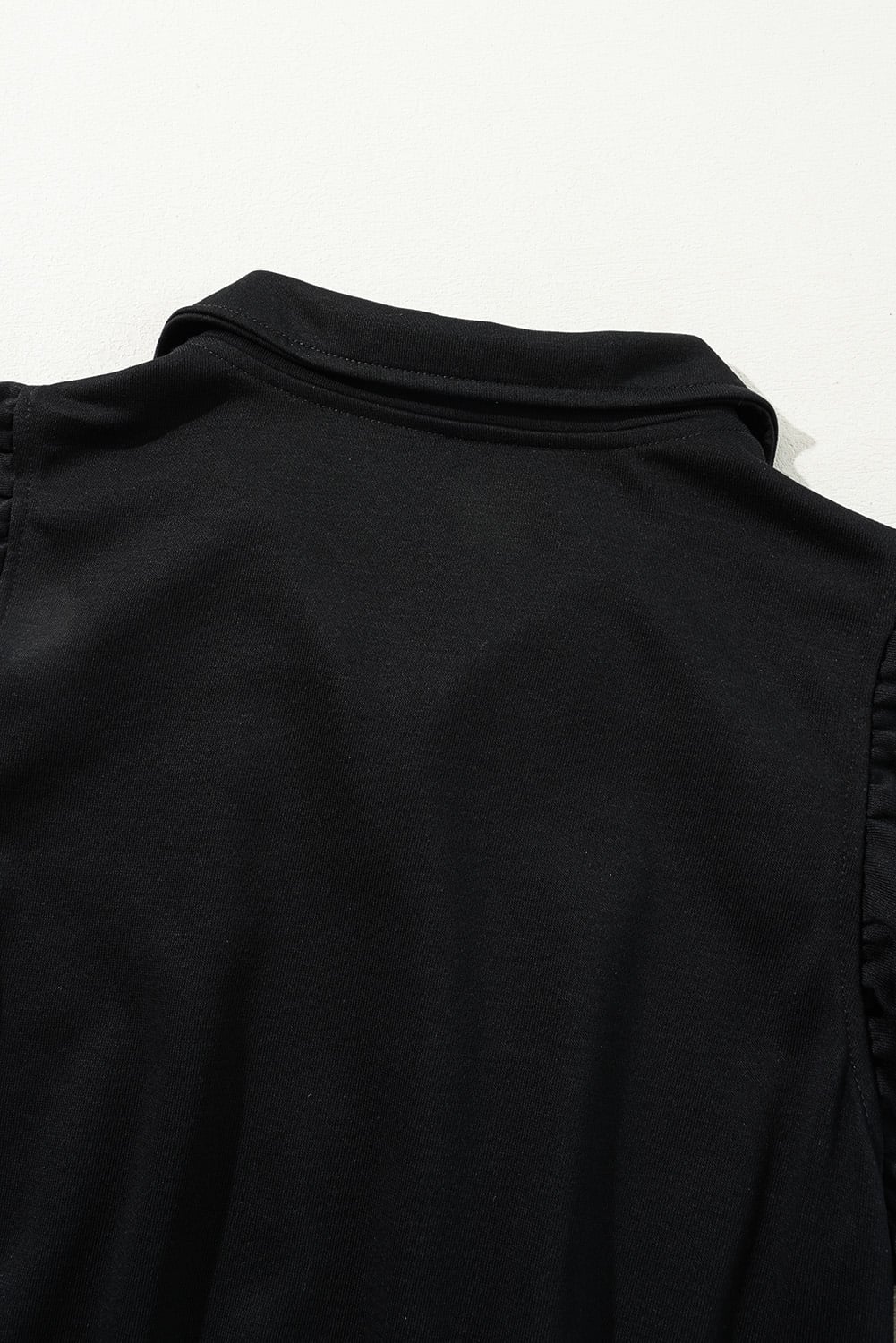 Black Zipper Flutter Sleeve Drawstring Elastic Waistband Jumpsuit
