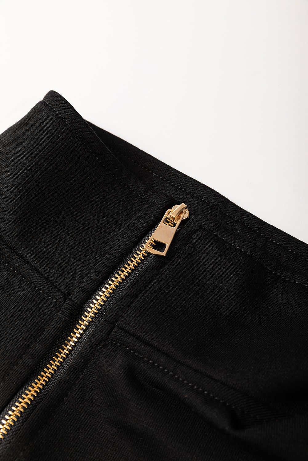 Black Zipper Flutter Sleeve Drawstring Elastic Waistband Jumpsuit