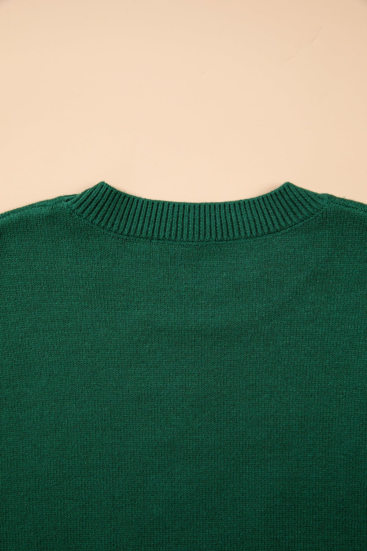 Blackish Green Abstract Dog Embroidery Christmas Fashion Round Neck Sweater