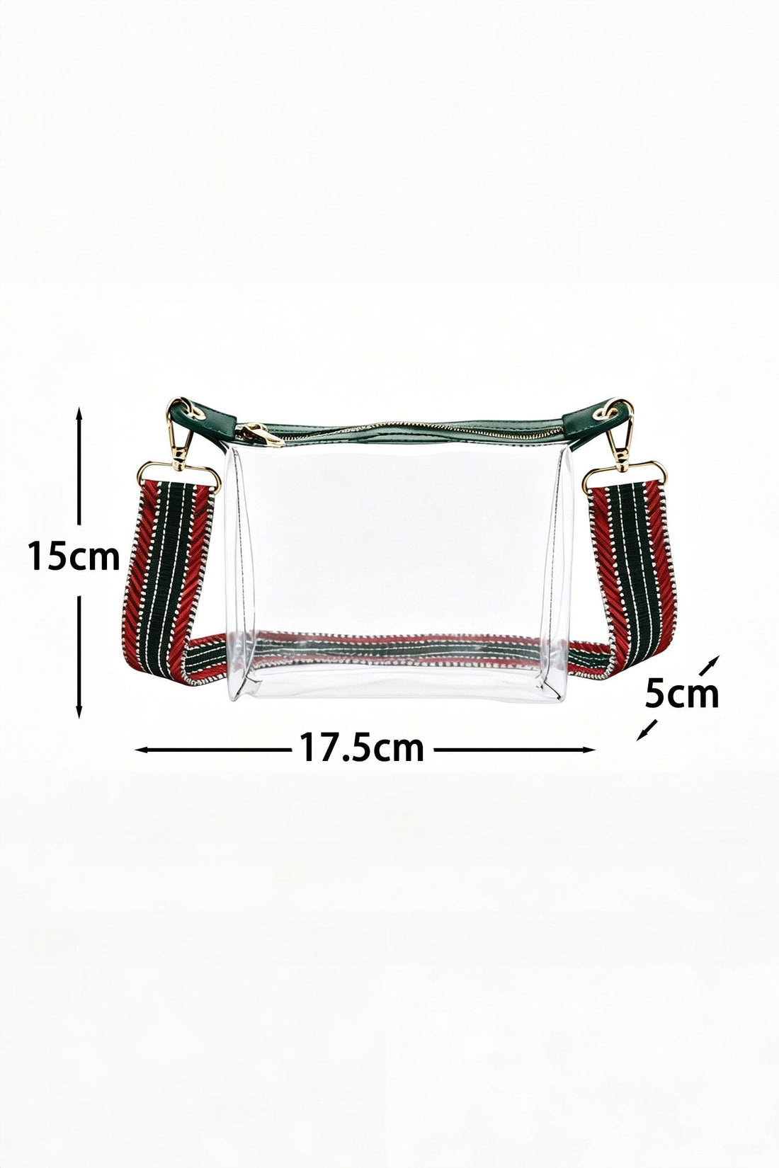 Blackish Green Contrast Trim Zipped Transparent PVC Single Shoulder Bag