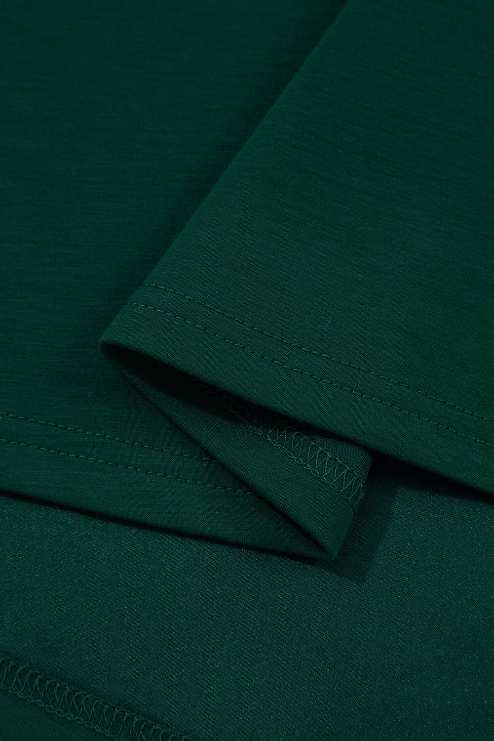 Blackish Green Solid Color Ruched Detail Long Sleeve Midi Dress
