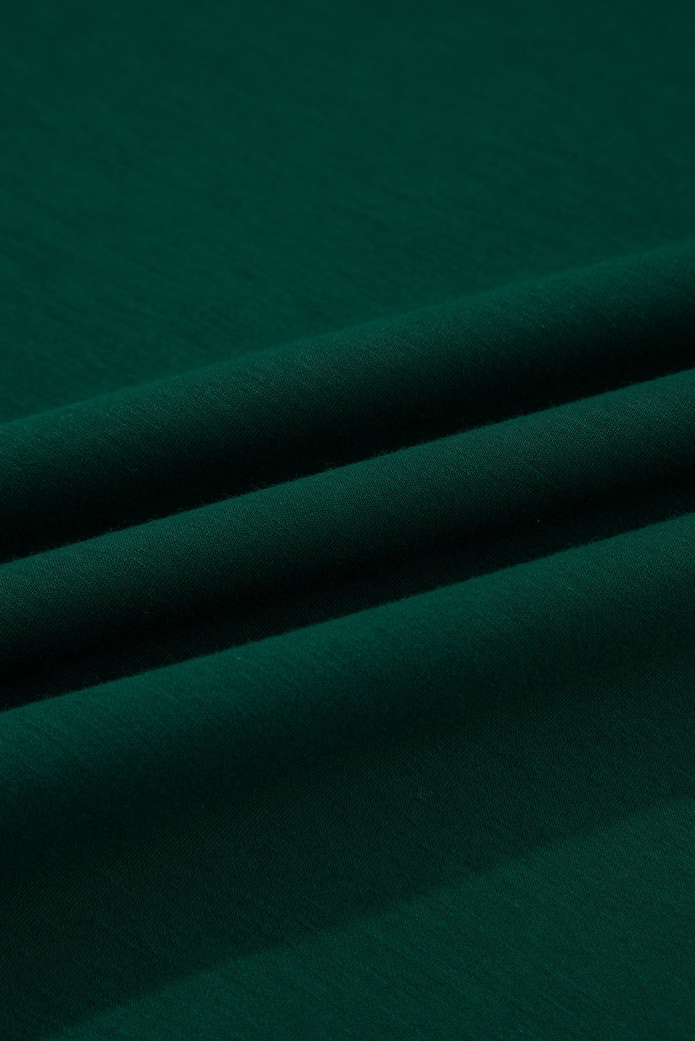 Blackish Green Solid Color Ruched Detail Long Sleeve Midi Dress