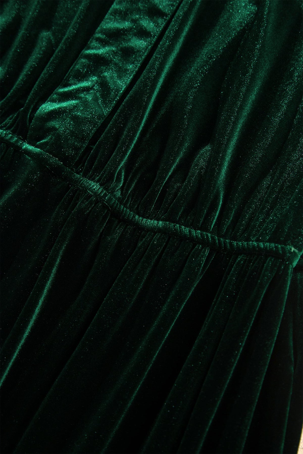 Blackish Green V Neck Long Sleeve Velvet Loose Fit Plus Size Dress