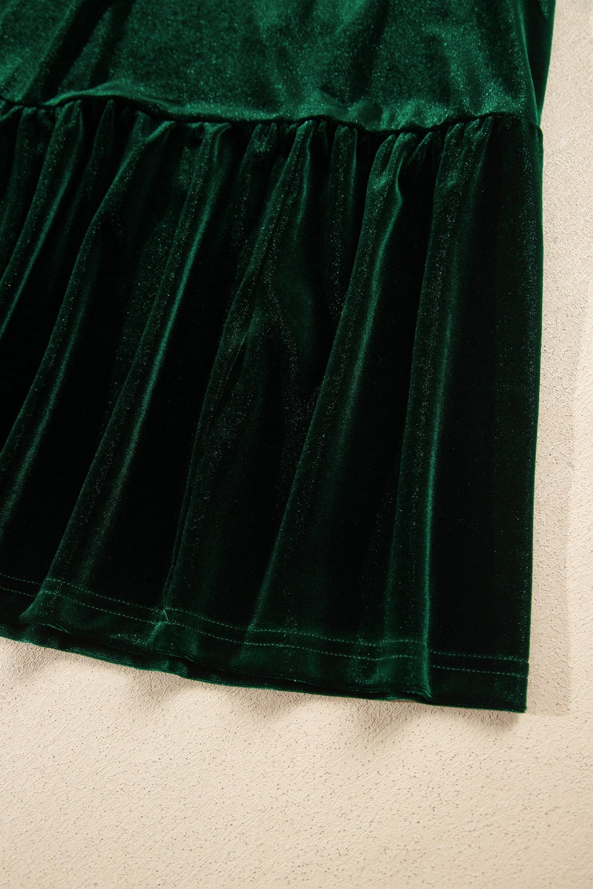 Blackish Green V Neck Long Sleeve Velvet Loose Fit Plus Size Dress