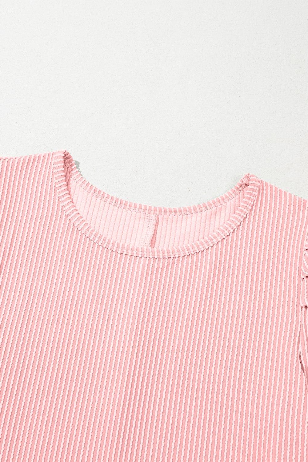 Blossom Corded Knit Crew Neck Puff Sleeve Shift Mini Dress