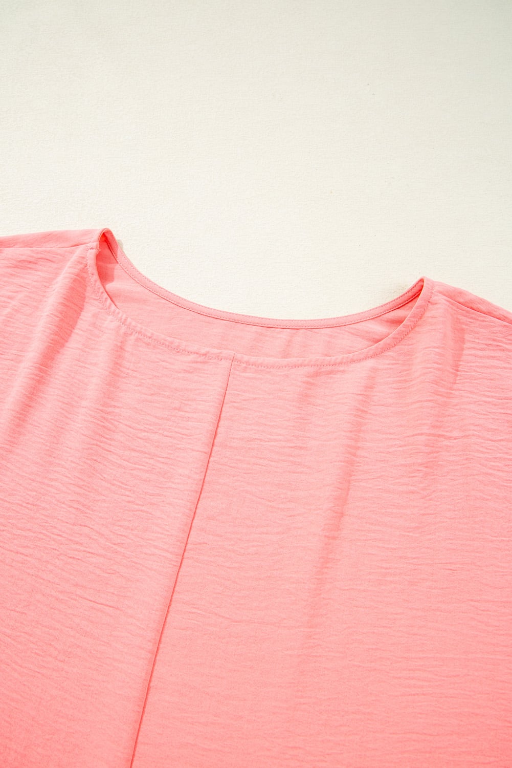Blossom Shirred Cuffs Half Sleeve Plus Size Textured Blouse