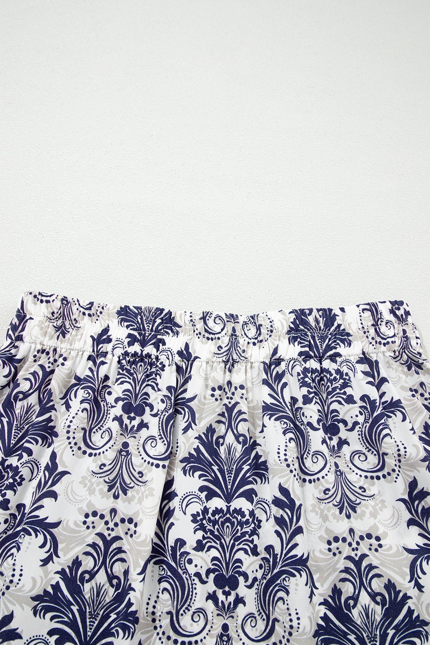 Blue Bohemian Floral Print Tiered Maxi Skirt with Split