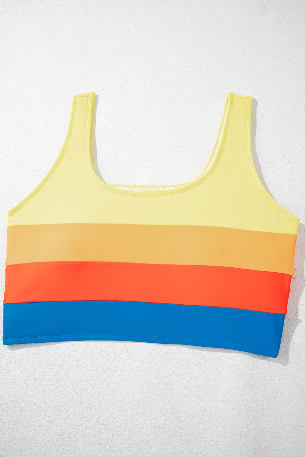 Blue Colorblock Square Neck Top Pleated High Waisted Bikini