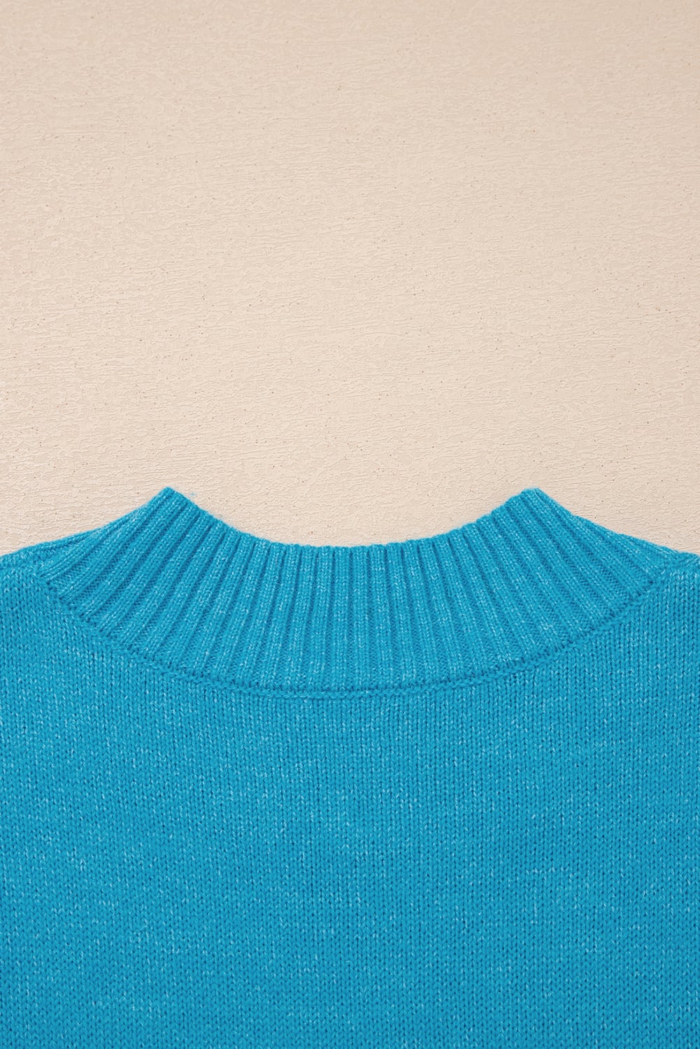 Blue Contrast Stitch Trim Knot Side Mock Neck Sweater Vest