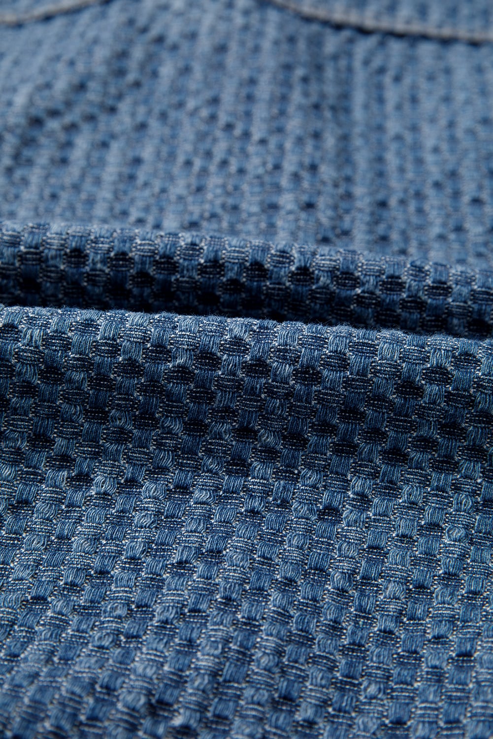 Blue Double Flap Pocket Denim Textured Button Down Jacket