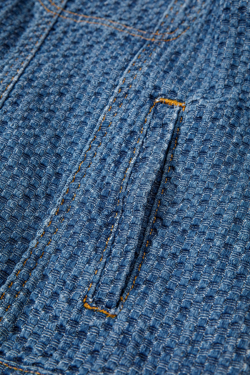 Blue Double Flap Pocket Denim Textured Button Down Jacket