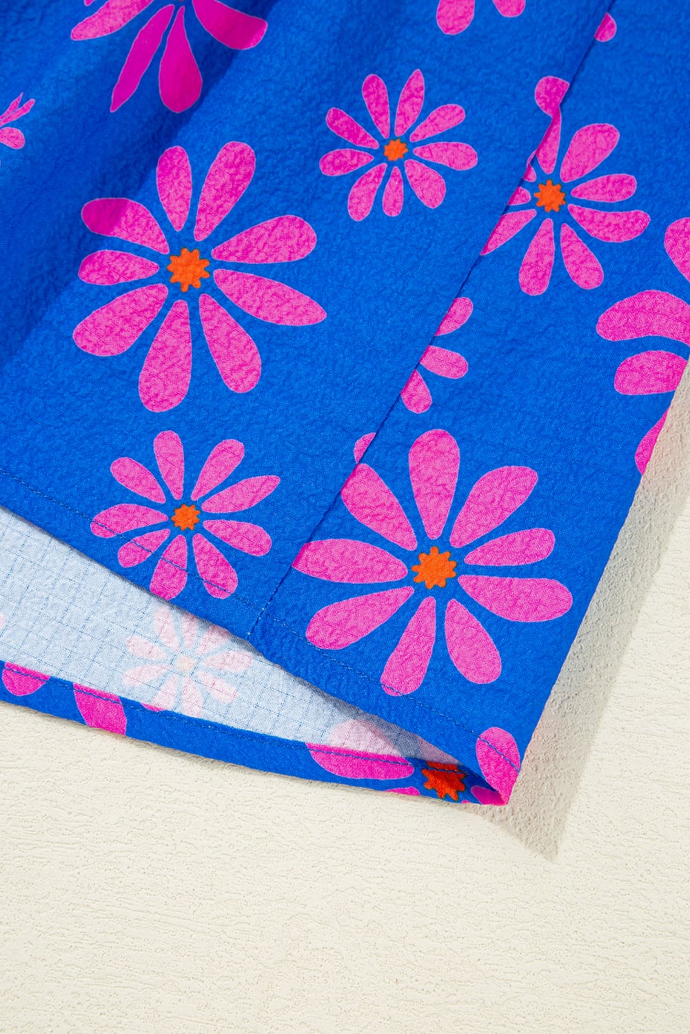 Blue Floral Colorblock Flutter Straps Flowy Tank Top