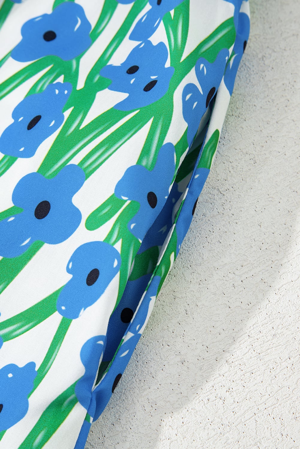 Blue Floral Print Square Neck Ruffled Strap Maxi Dress