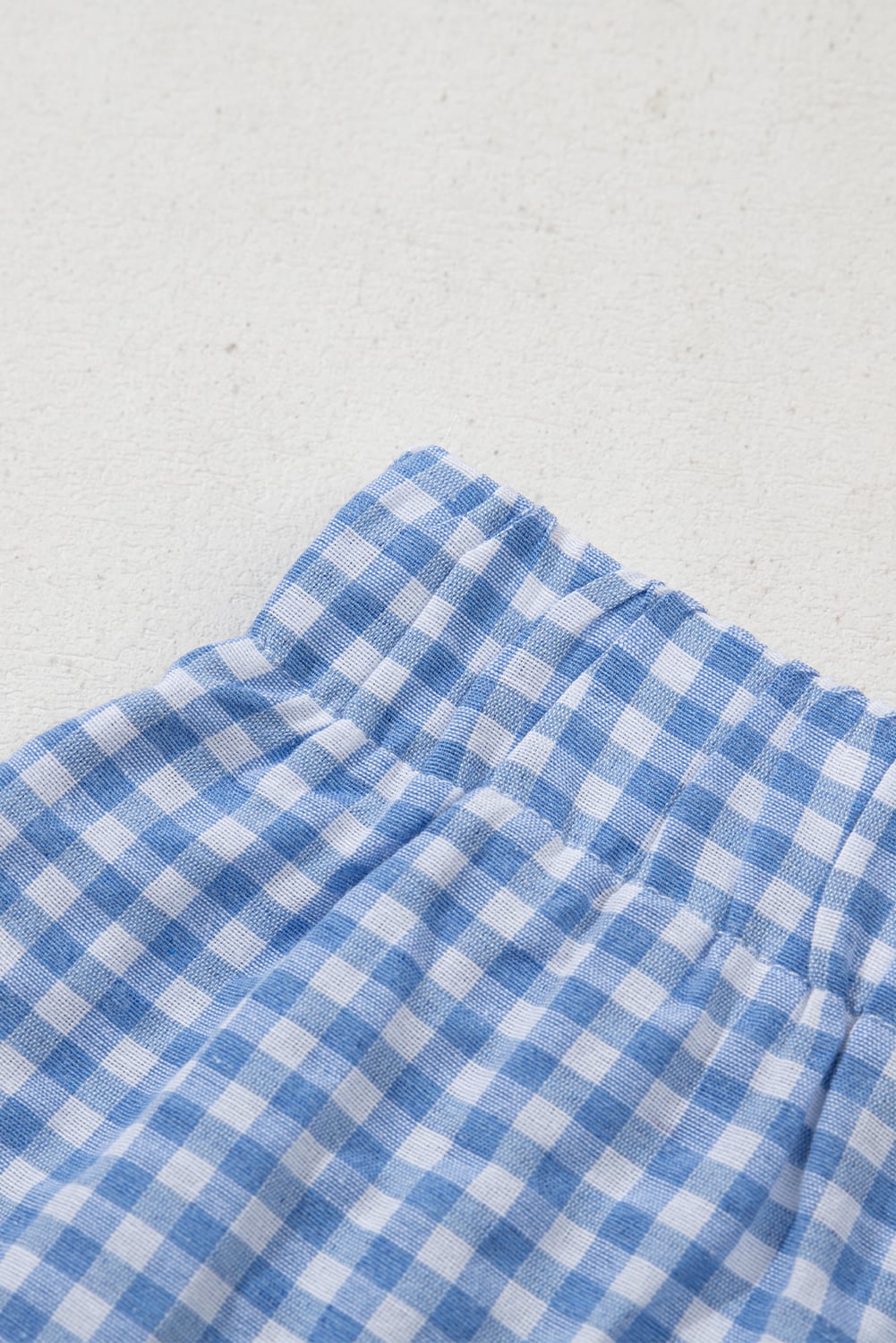 Blue Gingham Printed High Waist Shorts