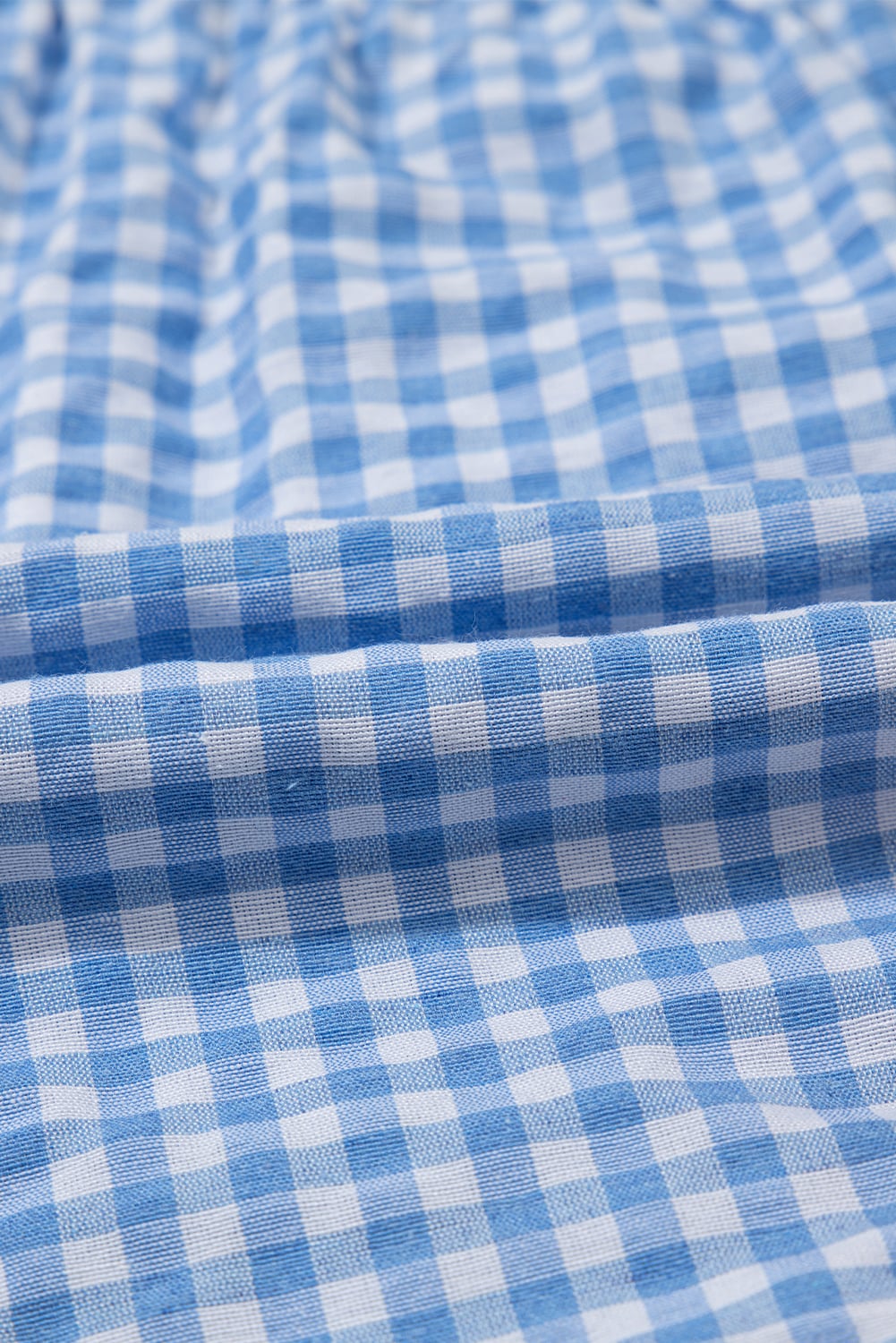 Blue Gingham Printed High Waist Shorts