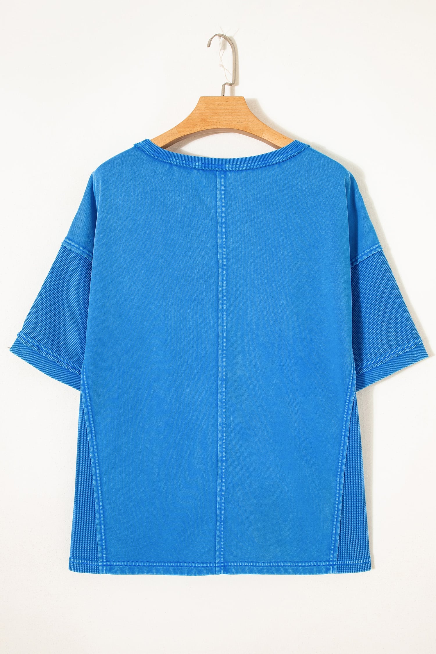Blue Mineral Wash Star Mesh Patchwork Oversize Tee