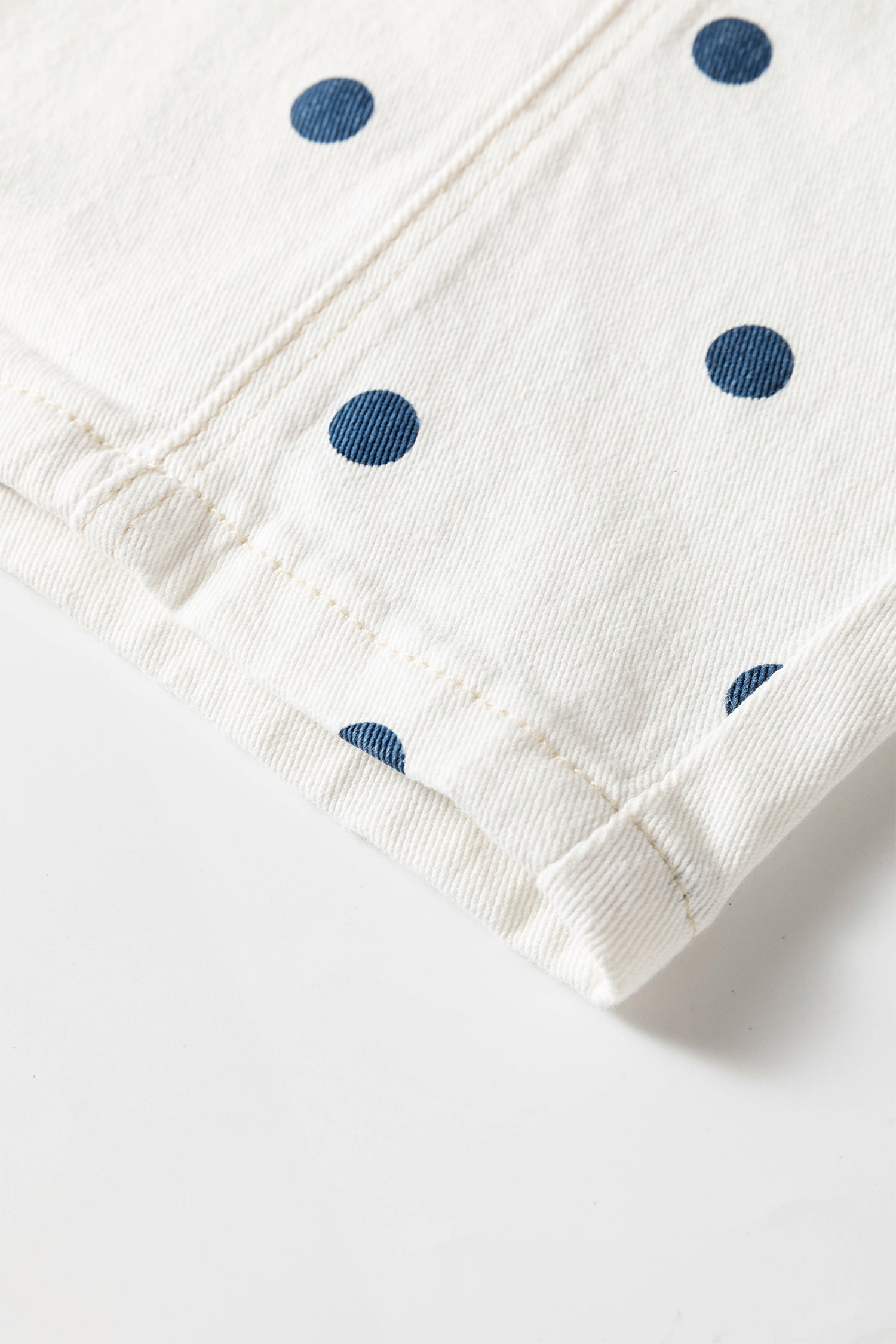 Blue Tailored Seam Polka Dot Print Ankle Length Casual Jeans