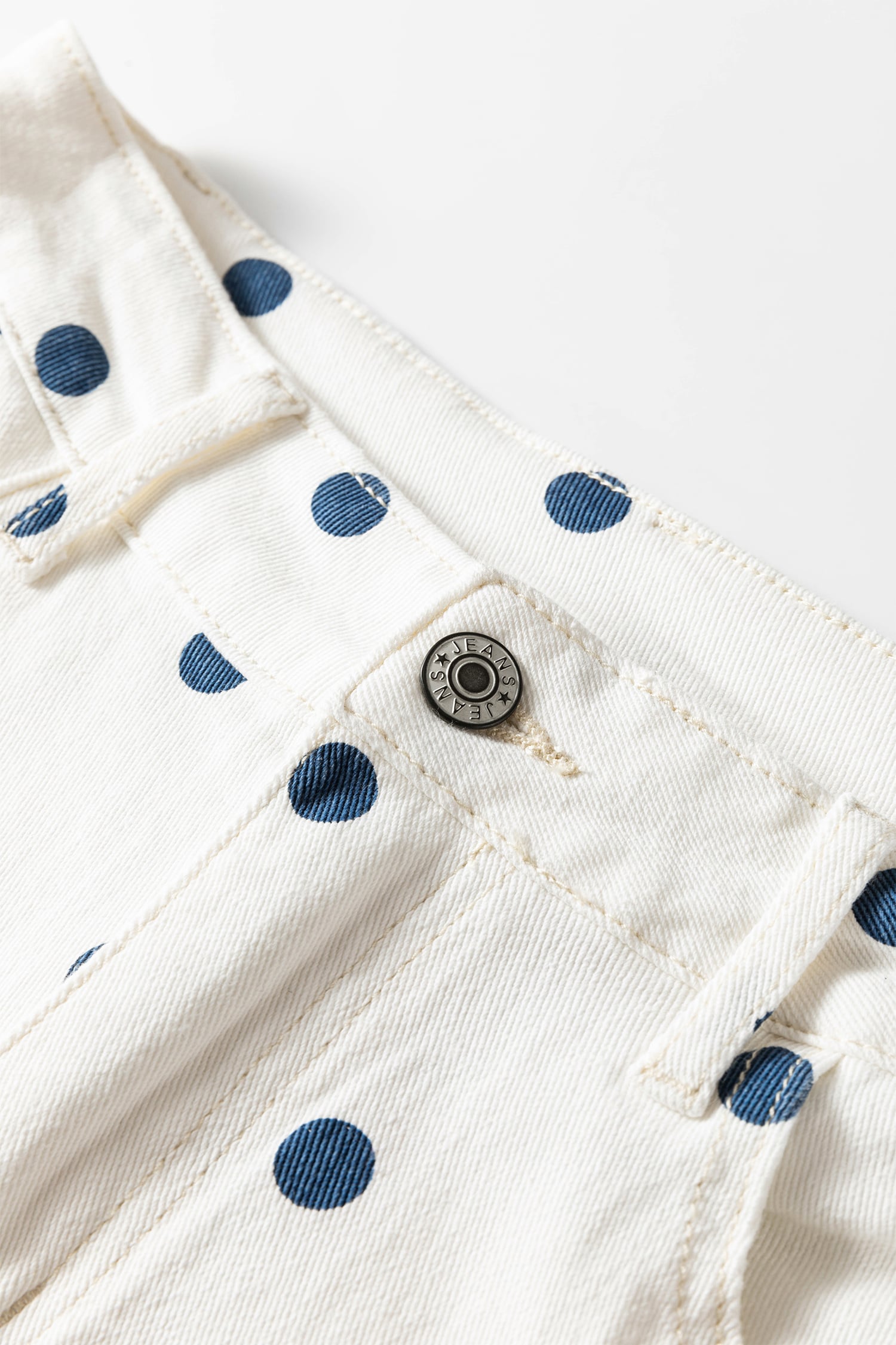 Blue Tailored Seam Polka Dot Print Ankle Length Casual Jeans