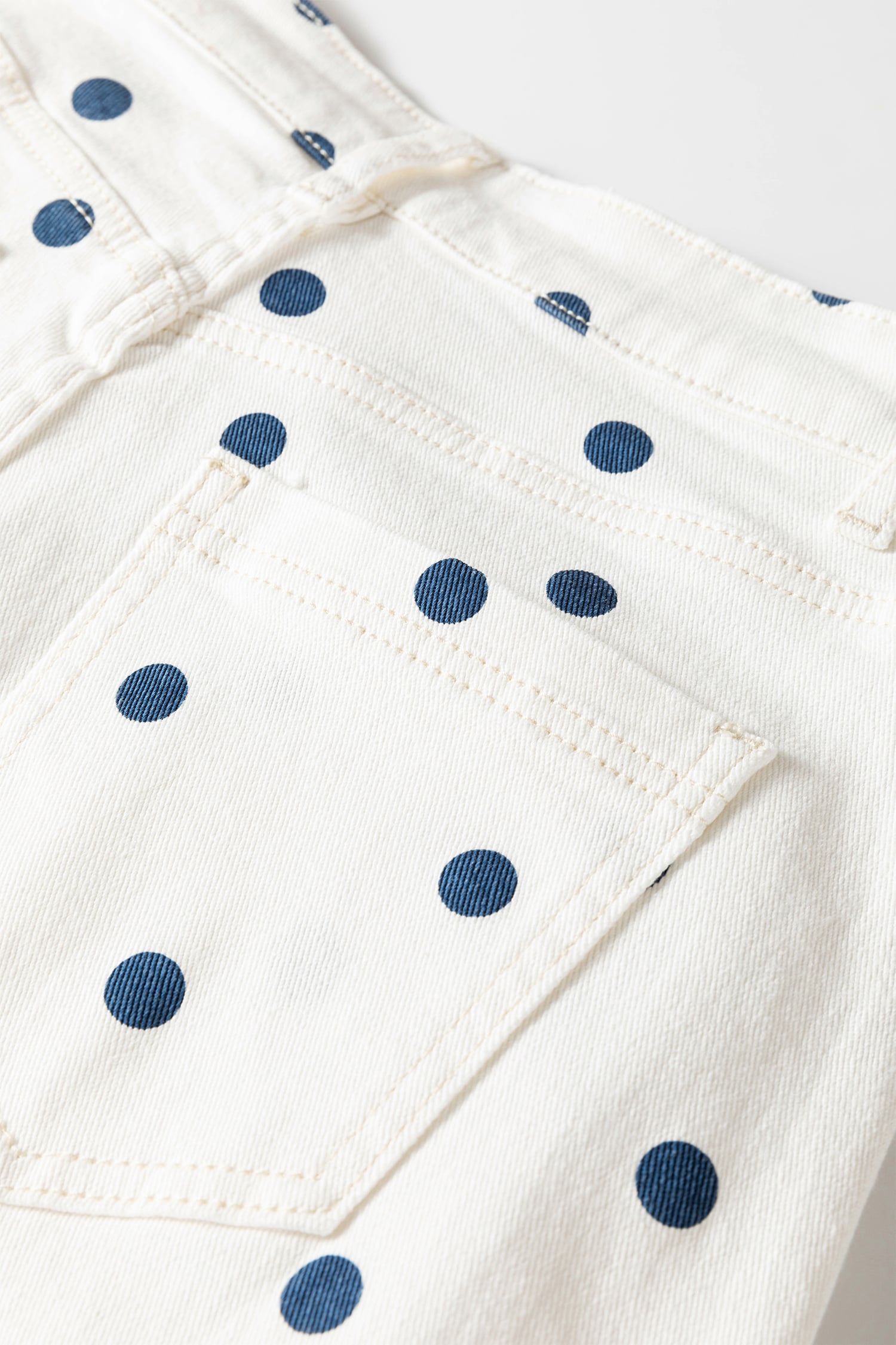 Blue Tailored Seam Polka Dot Print Ankle Length Casual Jeans