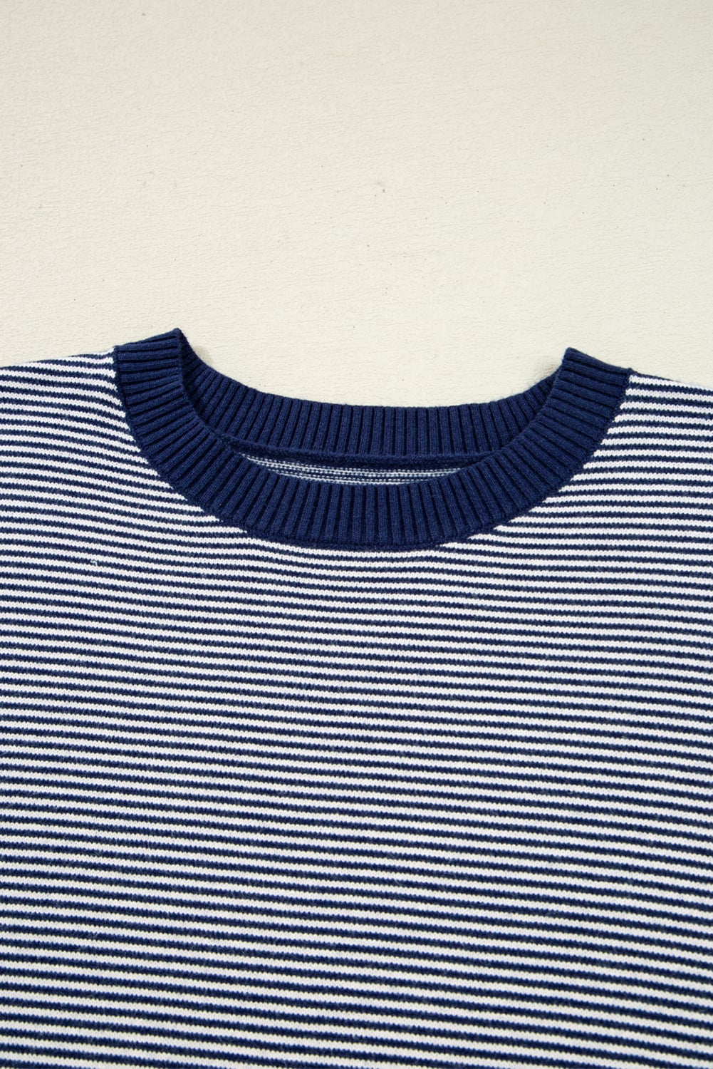 Blue Stripe Color Block Patchwork Dolman Oversize Tunic Sweater