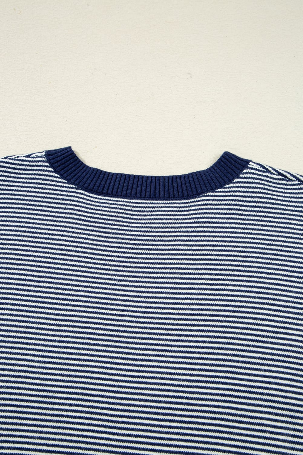 Blue Stripe Color Block Patchwork Dolman Oversize Tunic Sweater