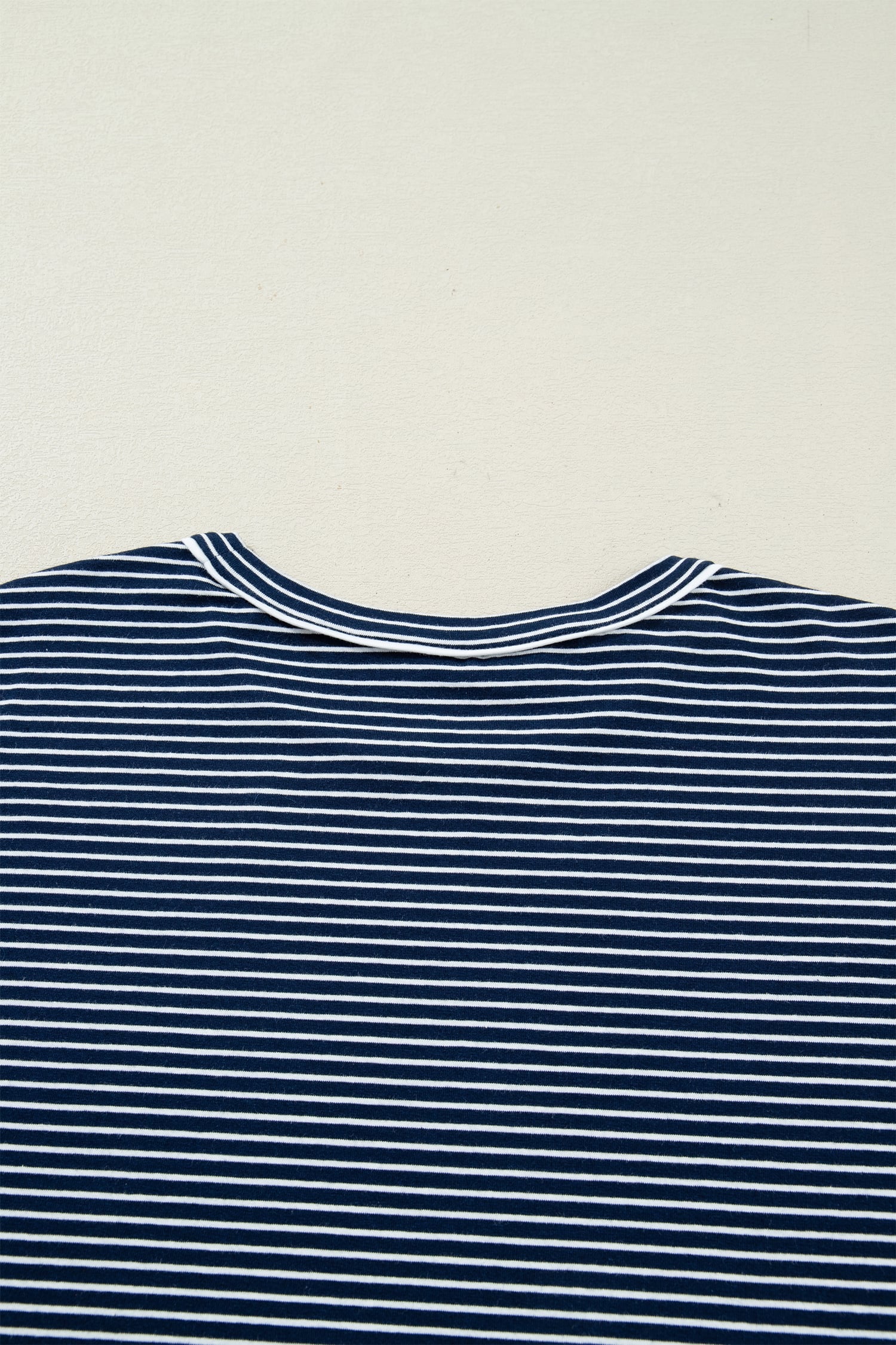 Blue Stripe Drop Shoulder Round Neck Long Sleeve Tee and Buttoned Shorts 2pcs Lounge Set