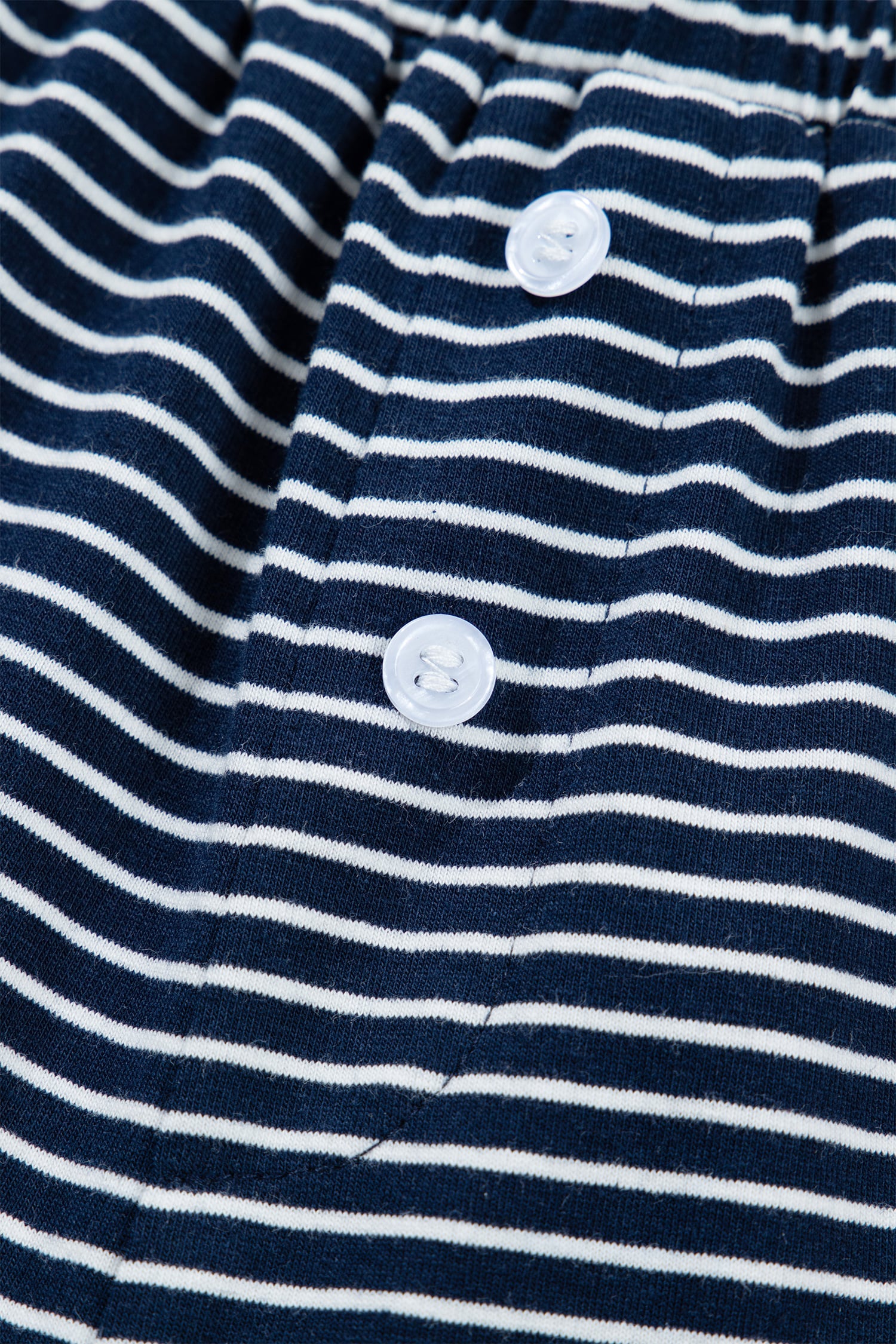 Blue Stripe Drop Shoulder Round Neck Long Sleeve Tee and Buttoned Shorts 2pcs Lounge Set