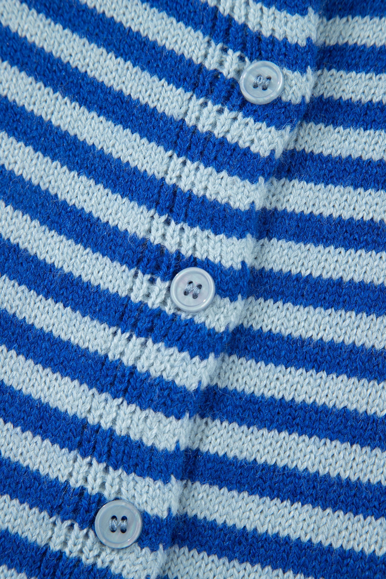 Blue Stripe Loose Half Sleeve Knit Button Down Sweater Cardigan