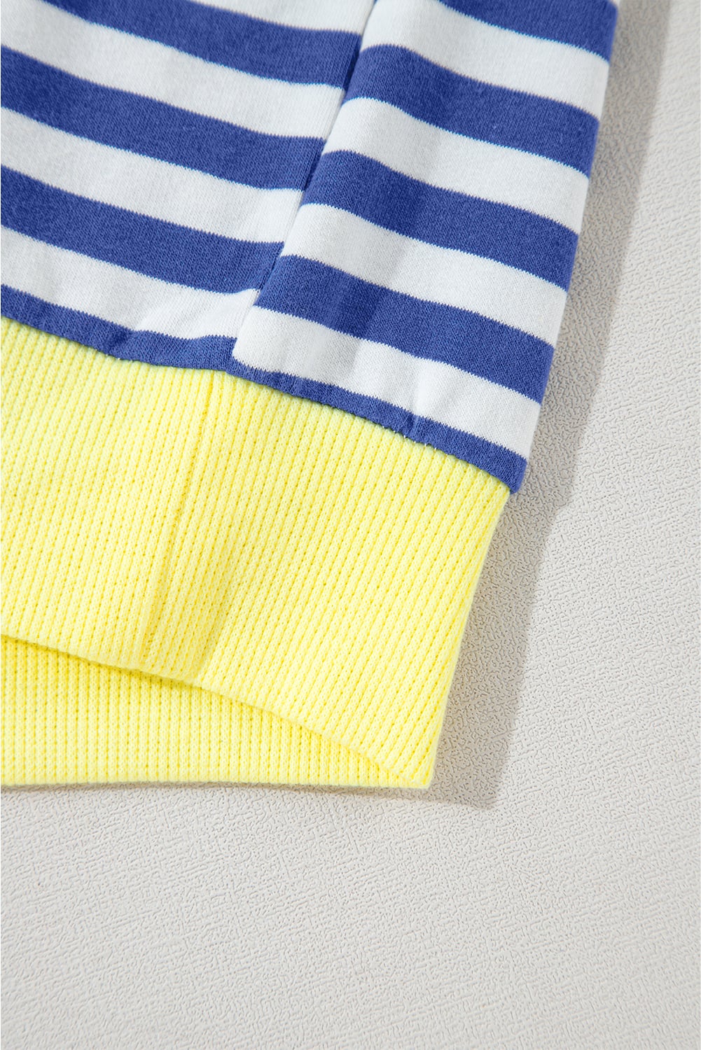 Blue Stripe Oversized Contrast Trim Pullover Sweatshirt
