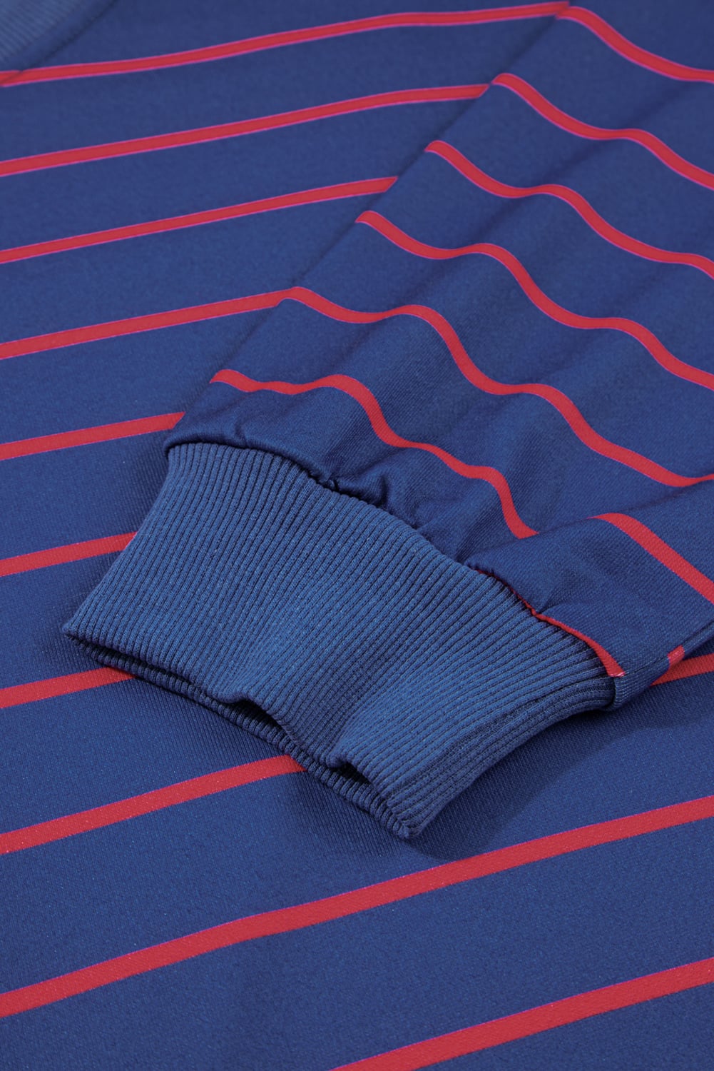 Blue Stripe Stylish Overlap Detail Drop Shoulder Pullover Sweatshirt
