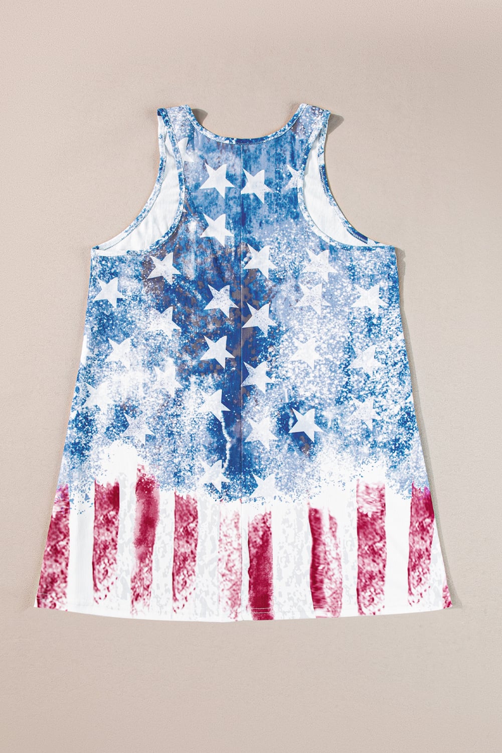 Blue Vintage Washed Flag Print Shift Tank Top