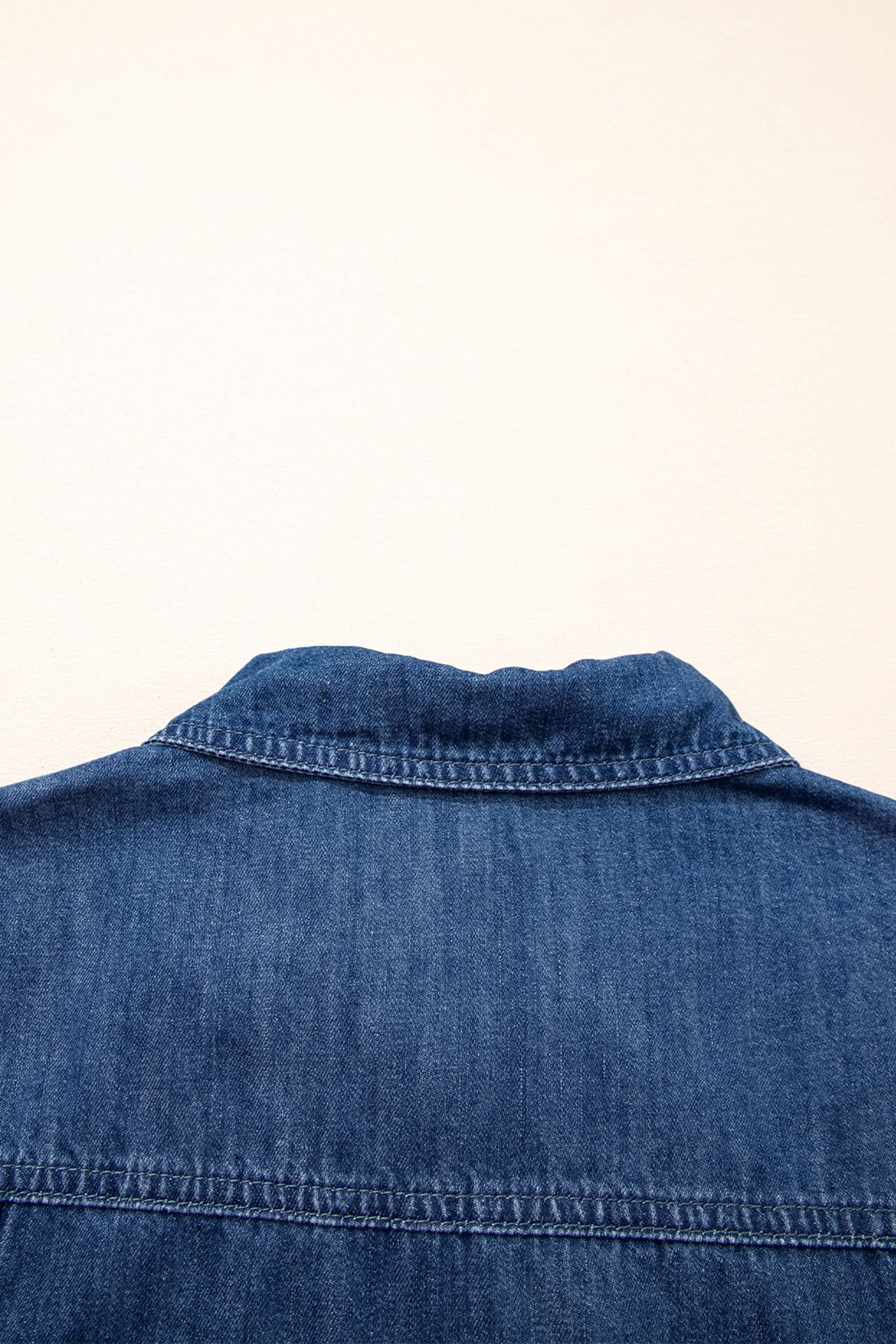 Blue Zip up Collared Short Sleeve Shift Mini Denim Dress