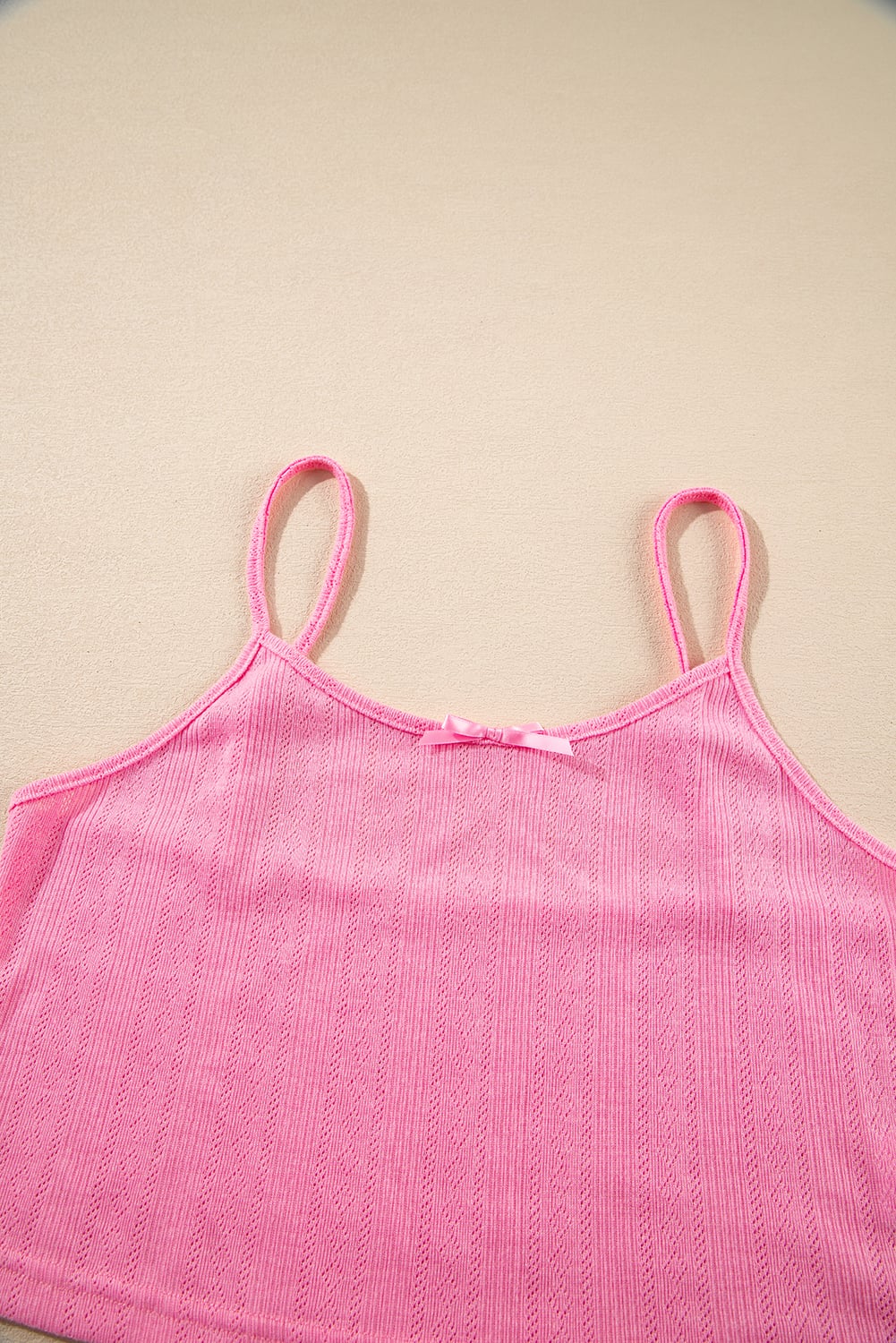 Bonbon Delicate Texture Cropped Cami Shorts and Cardigan 3pcs Lounge Set