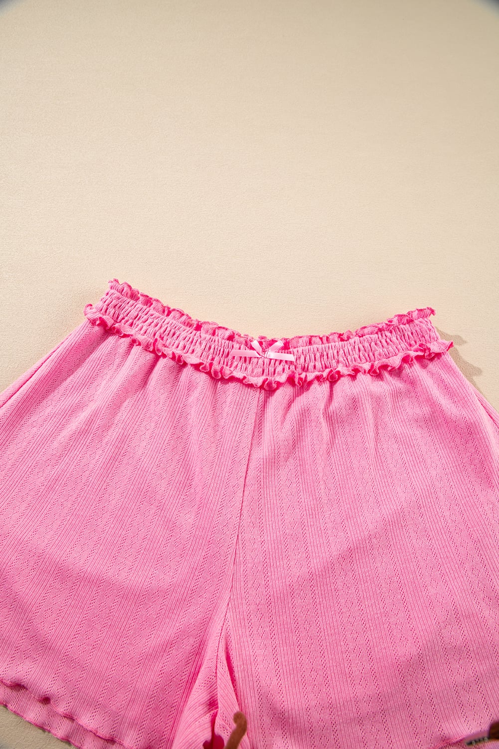 Bonbon Delicate Texture Cropped Cami Shorts and Cardigan 3pcs Lounge Set