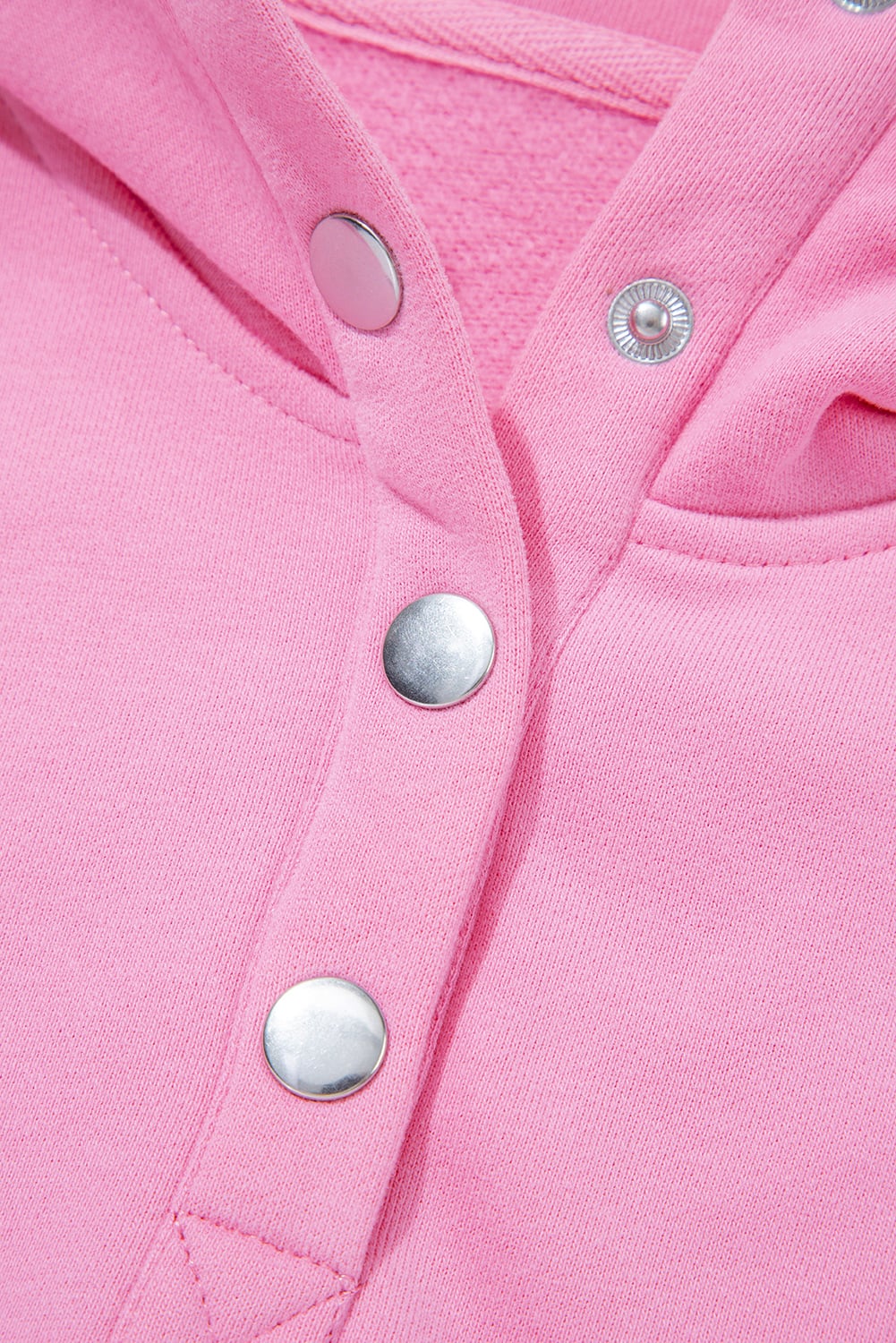 Bonbon Embroidered Flower Patchwork Snap Buttons Pullover Sweatshirt