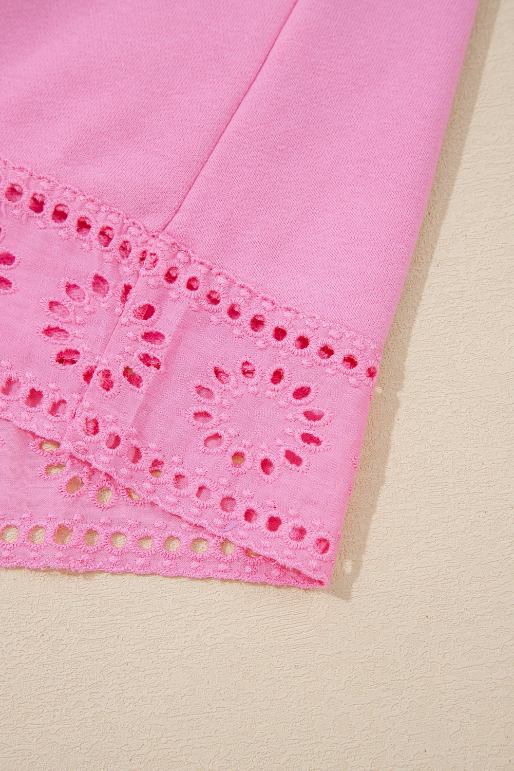 Bonbon Embroidered Flower Patchwork Snap Buttons Pullover Sweatshirt